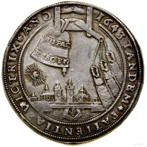 Thaler (Glockentaler), 1643, Goslar; Av: Coat of arms shield,...