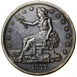 1 Trade Dollar, 1877 S, San Francisco; Typ Seated Liber...