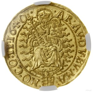 Dukat, 1640 KB, Kremnica; Aw: Postać króla stojącego w ...