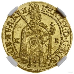 Dukat, 1641 KB, Kremnica; Av: Figur des Königs stehend in ...