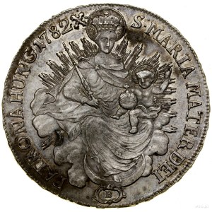 Thaler, 1782 B, Kremnica; Av: Shield of the coat of arms of Hungary, after ...
