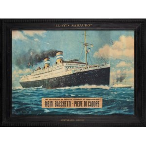 Manifesto CONTE GRANDE transatlantico LLOYD SABAUDO con CORNICE