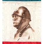 Tricolour banner with image of Mussolini