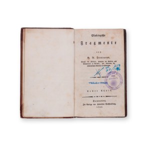 TREVIRANUS, G. R. (1776-1837): Physiologische Fragmente I.+II.