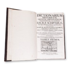 CALMET, Augustin (1672-1757): Dictionarium historicum, criticum, chronologicum I.