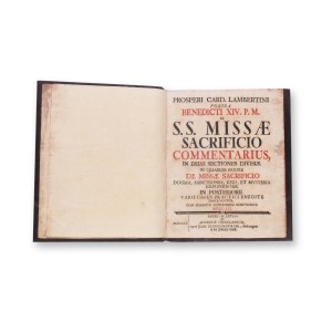 BENEDIKT XIV. (1675-1758): Missae Sacrificio Commentarius