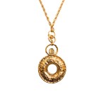 Vintage-style gold-plated medallion with Swarovski crystals