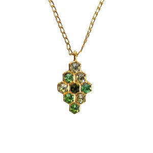 Gold-plated pendant, Green Beehive model with Swarovski crystals