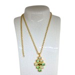Gold-plated pendant, Green Beehive model with Swarovski crystals