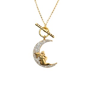 Pozlátený náhrdelník „Mesiacový Pierrot“ posiaty kryštálikmi Swarovski