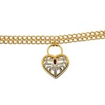 Gold-plated belt with a heart adorned with Swarovski crystals