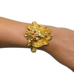 Luxury gold-plated lion bracelet with Swarovski crystals