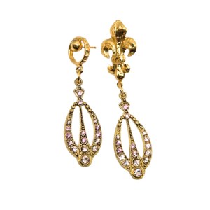 Gold-plated asymmetrical dangle earrings set with Swarovski crystals