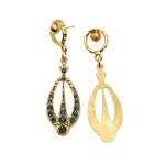 Gold-plated dangling earrings studded with Swarovski crystals