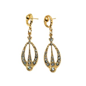 Gold-plated drop earrings studded with Swarovski crystals