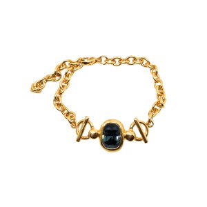 Gold-plated bracelet with a Swarovski sapphire crystal