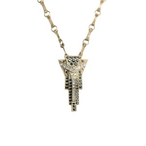 Collana placcata in oro in stile Art Déco con cristalli Swarovski