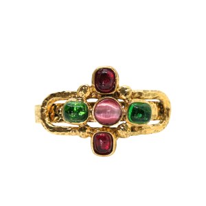 Pozlacený vintage náramek typu manžeta s krystaly Swarovski