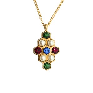 Gold-plated necklace, Colorful Bee model with Swarovski crystals