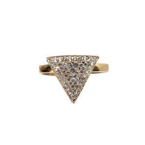 Gold-plated geometric knuckle duster with Swarovski crystals