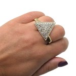 Gold-plated geometric knuckle duster with Swarovski crystals