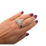 Gold-plated geometric knuckle duster with Swarovski crystals