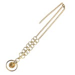 Collana placcata in oro con medaglione e cristallo Swarovski in stile romano