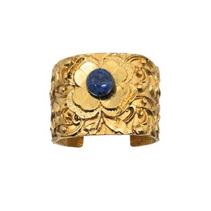 Gold-plated bracelet with a navy blue bead