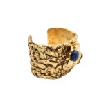 Gold-plated bracelet with a navy blue bead