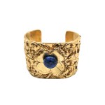 Gold-plated bracelet with a navy blue bead