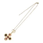 Gold-plated pendant in the shape of a Greek cross with colorful stones