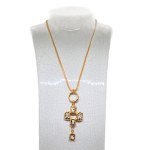 Gold-plated necklace with a cross featuring Swarovski crystals