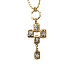 Gold-plated necklace with a cross featuring Swarovski crystals