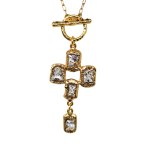 Gold-plated toggle necklace with crystals, PARIS