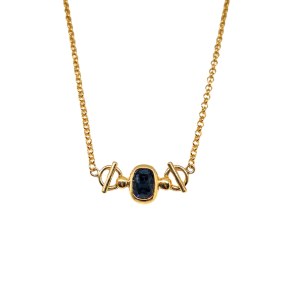Gold-plated necklace with a cobalt-blue Swarovski crystal