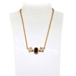 Gold-plated necklace with a cobalt-blue Swarovski crystal