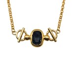 Gold-plated necklace with a cobalt-blue Swarovski crystal
