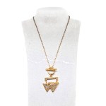 Gold-plated necklace with a geometric pendant and white crystals