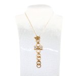 Gold-plated bow necklace with white crystals