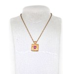 Gold-plated square necklace with a crystal