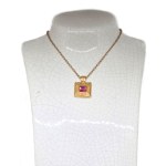 Gold-plated square necklace with a crystal