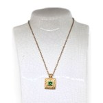 Gold-plated square necklace with a crystal