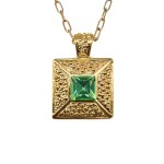 Gold-plated square necklace with a crystal