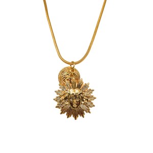 Gold-plated Sun necklace in an antique-style design