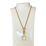 Gold-plated vintage horseshoe-shaped pendant with Swarovski crystals