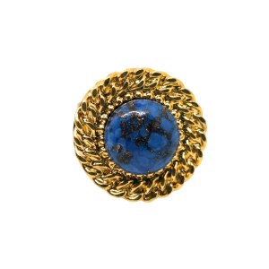 Gold-plated ring with a navy blue stone