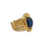 Gold-plated ring with a navy blue stone