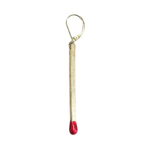 Gold-plated Three Matches Earring (red) / Marek Piekarczyk