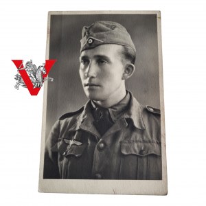 Third Reich, Werhmacht , Portrait of a Soldier in a Fusillade , Tie, Nice Details, Postcard Size