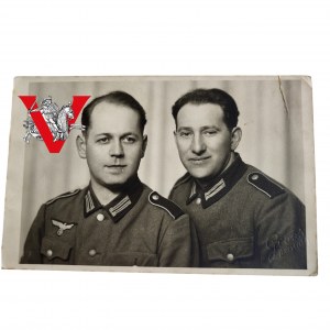 III Rzesza, Werhmacht Dwóch Żołnierzy, Portrety Ładne Detale, Gapa Swastyka, Rozmiar Pocztówkowy